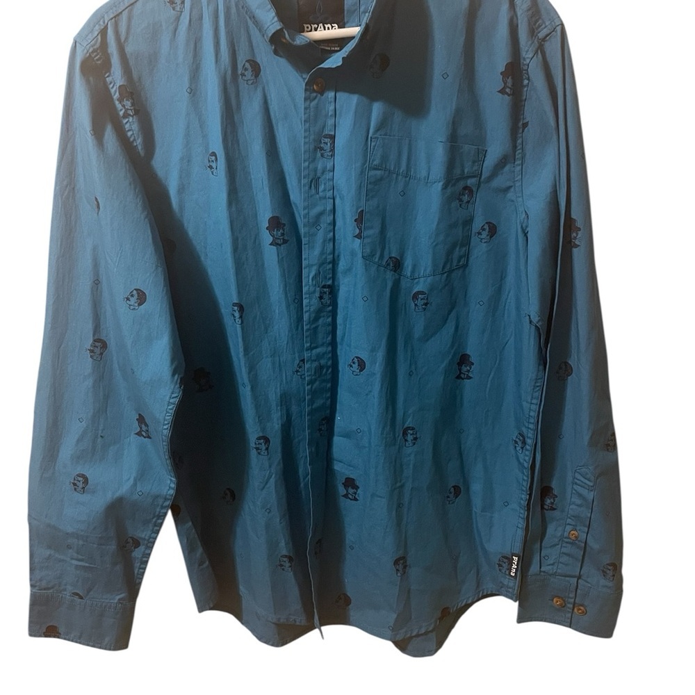 PrAna Broderick Long Sleeve Button Down Shirt Men's Medium Slim Fit Organic